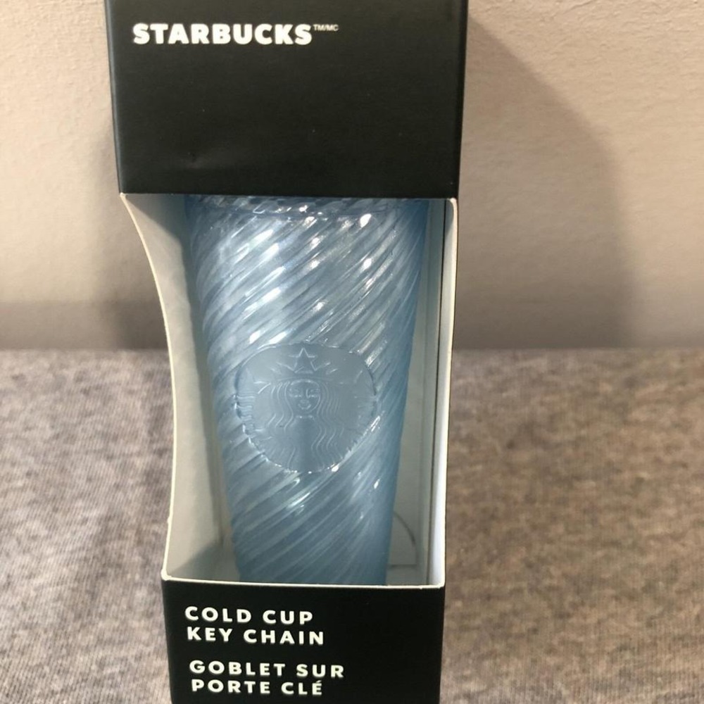 Starbucks Cold Cup Key Chain Blue Swirl NEW In Box Gift For Coffee Lover